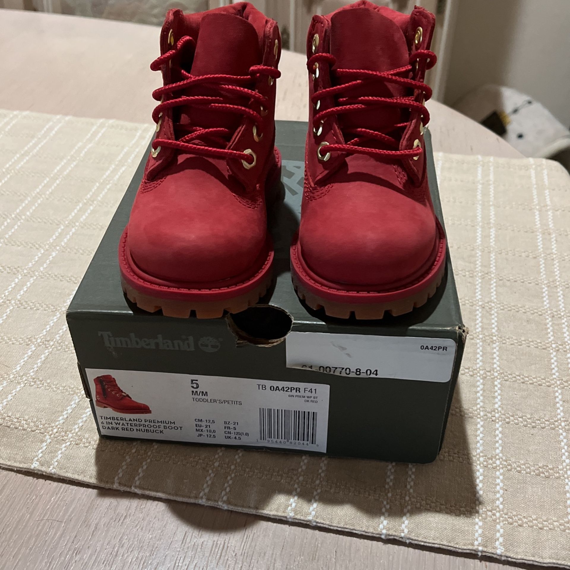 Toddler Timberland Boots (Red) Size 5