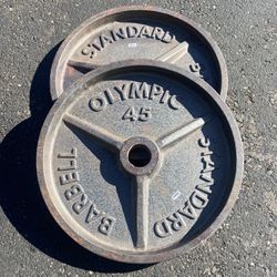 Olympic Weight Plates 2” Holes 45 Pounds 35 lbs 25s 10s  5s  2.5s  Olympic 45 lb 7ft. Barbell 