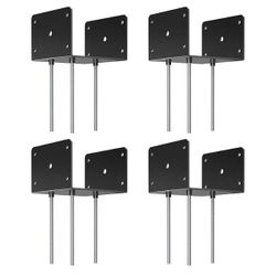 6x6 Concrete Post Base(4 PCS), Deck Post Base Holder Ground Spike for Concrete, Decking Post Brackets with 3 Anchor Rods, Post Base for Pavilion Deck 