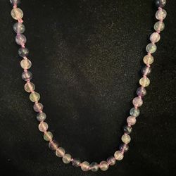 Purple Fluorite Bead Necklace 