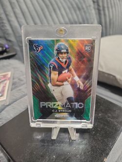 C.j. Stroud  Prizmatic rookie green wave  silver Prizm football card