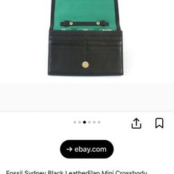 Fossil Sydney Black Leather flap Mini Crossbody