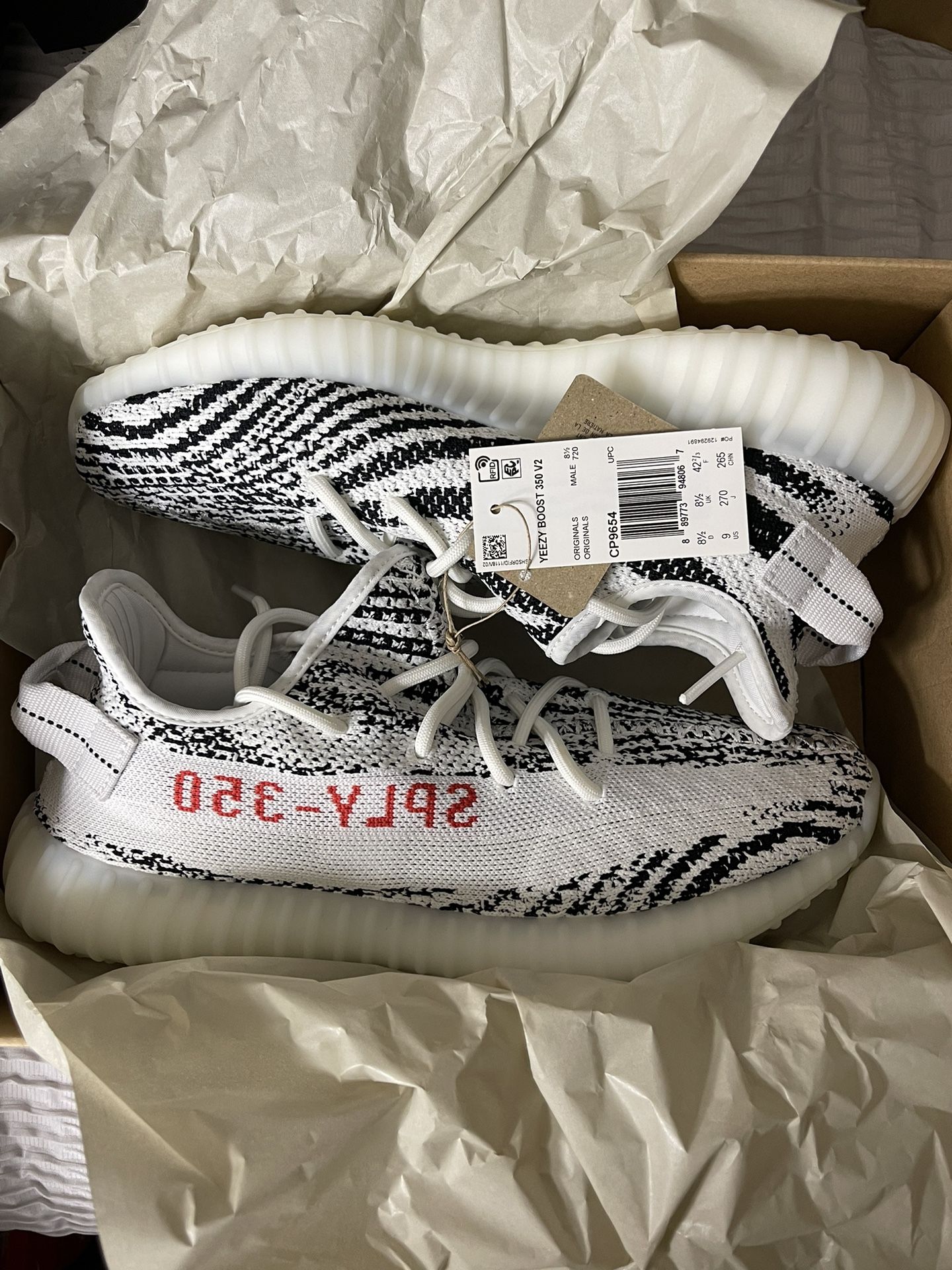 adidas Yeezy Boost 350 V2 Zebra Size 9