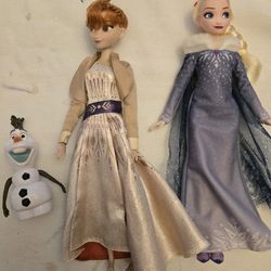 Disney Elsa Anna Olaf Dolls Like New