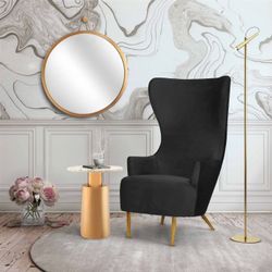 Black Velvet Wingback Chair