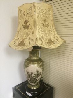 Asian-Style Lamp w/ Animal Hide Shade