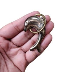 Vintage Mexico 925 Dolphin Gold Toned Hoop 20g Pin