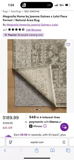 Brand new Magnolia Home by Joanna Gaines x Loloi Pace Forrest/Natural Area Rug