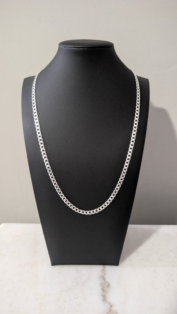 Solid .925 Sterling Silver 22" Cuban Chain