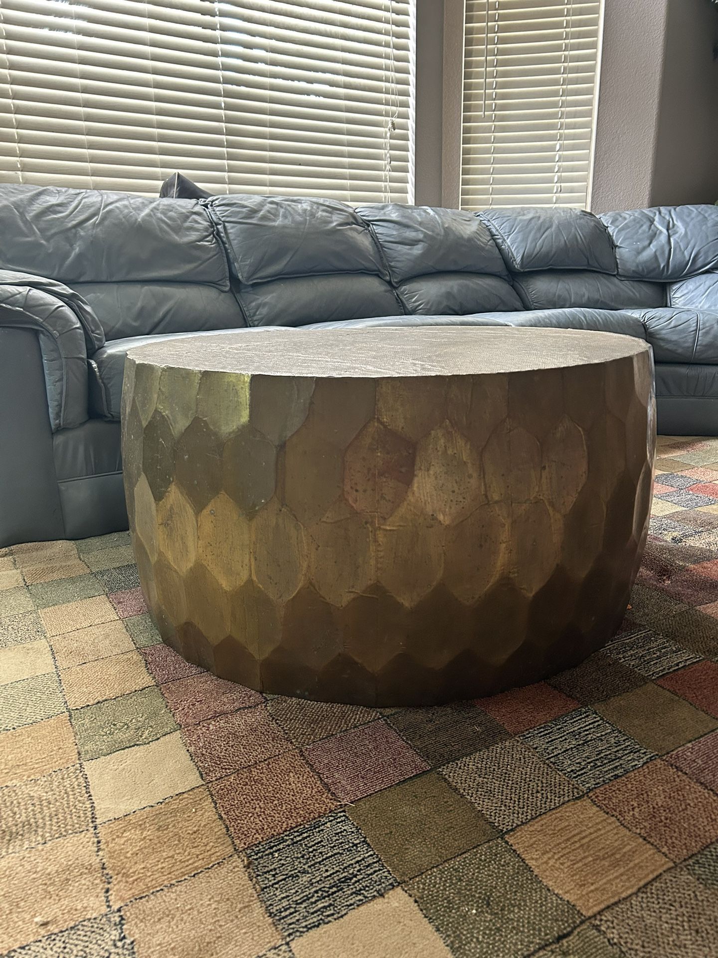 POTTERY BARN, VINCE, METAL CLAD COFFEE TABLE