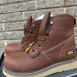 ARIAT WORK BOOTS// COMPOSITE TOE // WATERPROOF// ELECTRICAL HAZARDS// Size 8.5) ONLY 
