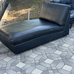 Authentic Leather Black Lounger Sofa Seat