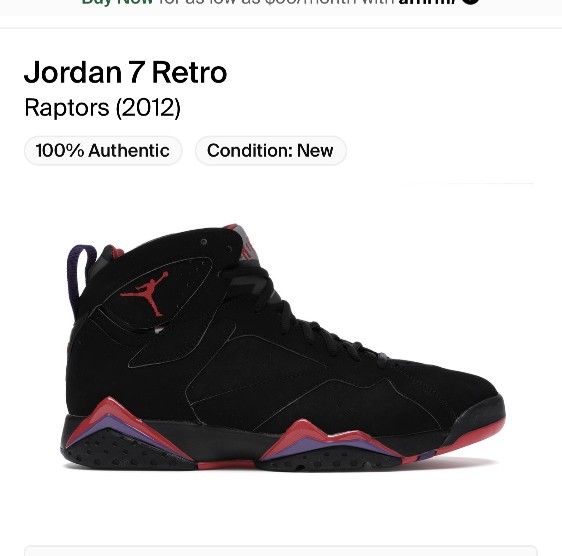 Jordan 7 Retro Raptors (2012) Lightly Used Size 10.5