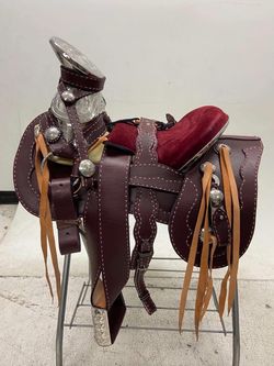 Nueva montura charra de cuero latigo cosida à mano con Herrage y fuste plateado