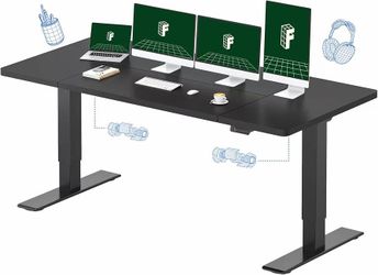 FLEXISPOT 79"x32" Electric Standing Desk, Black Dual Motor, 198 LBS Capacity, Spacious Workspace, Multi-Monitor Setup, Home Office & Creative Studio
