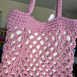 New Large Fishnet Tote Knitted Crochet Shoulder Bags with Inside Pockets