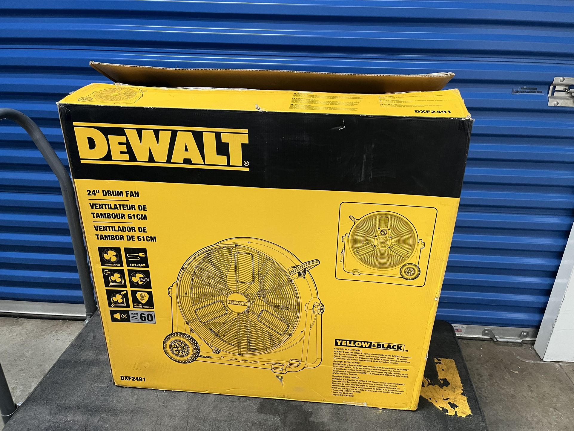 DEWALT 24 in. Heavy-Duty Drum Fan with Extra Long 12 ft. Power Cord and Stepless Speed Control