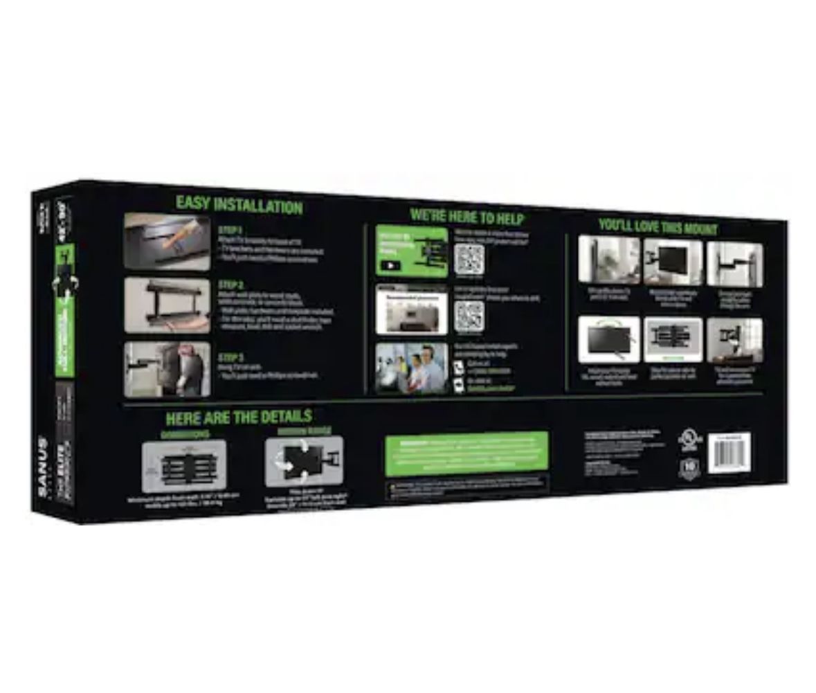 New TV Wall Mount -SANUS Elite Advanced Full-Motion TV Wall Mount for Most 42"-90" TVs up to 125 lbs