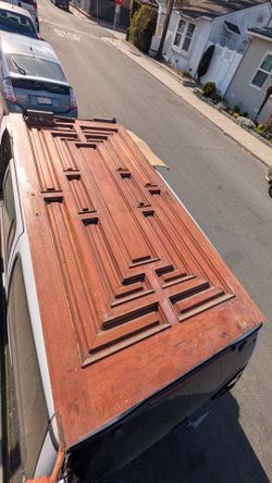 2) Mid-Century entry doors solid wood oversized 40" double door pair for restoration MCM 60s