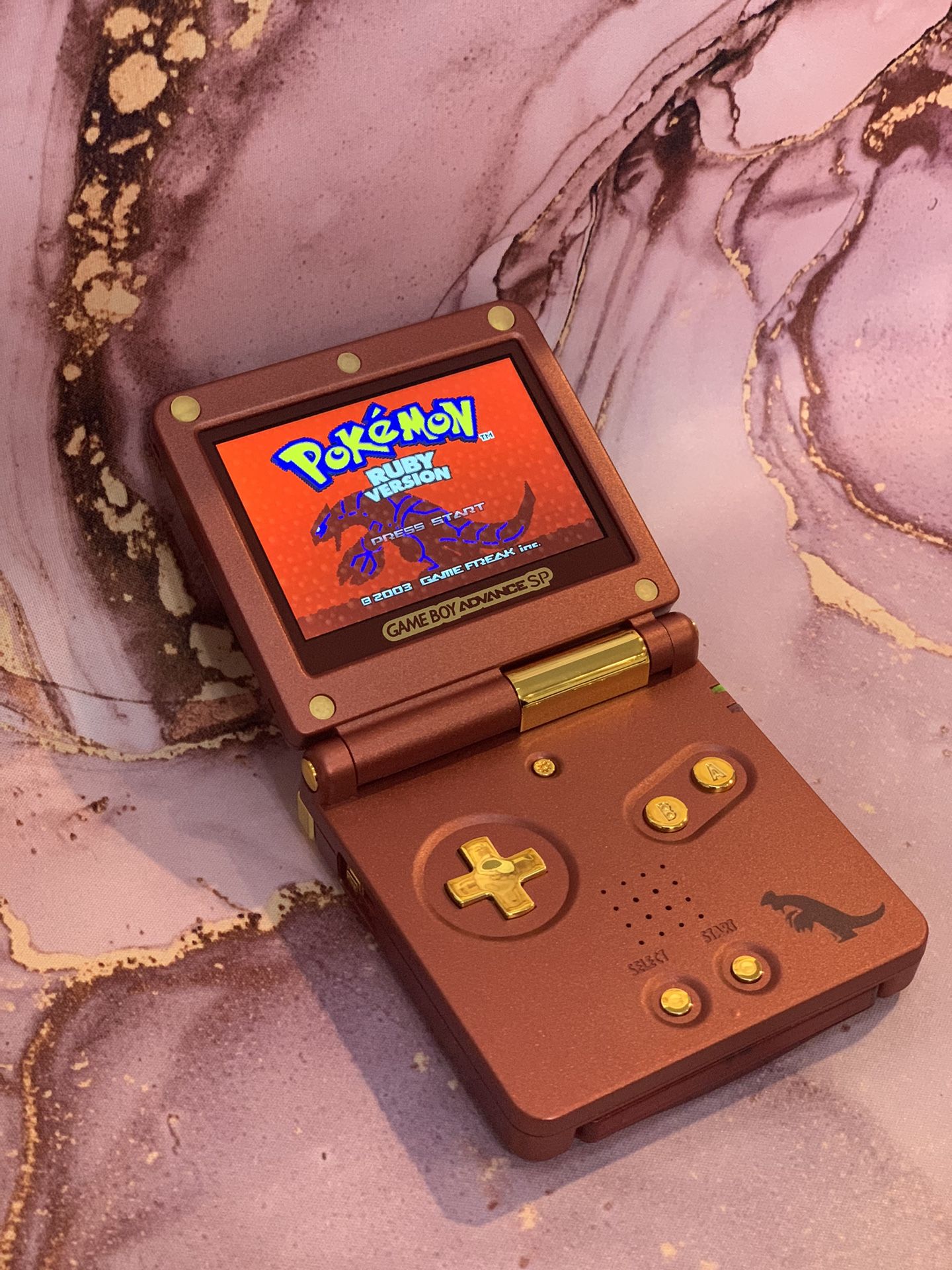 Nintendo GameBoy Advance SP W/IPS V5 Display - Groudon Mix