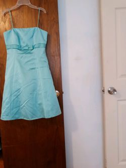 Baby blue David's Bridal dress