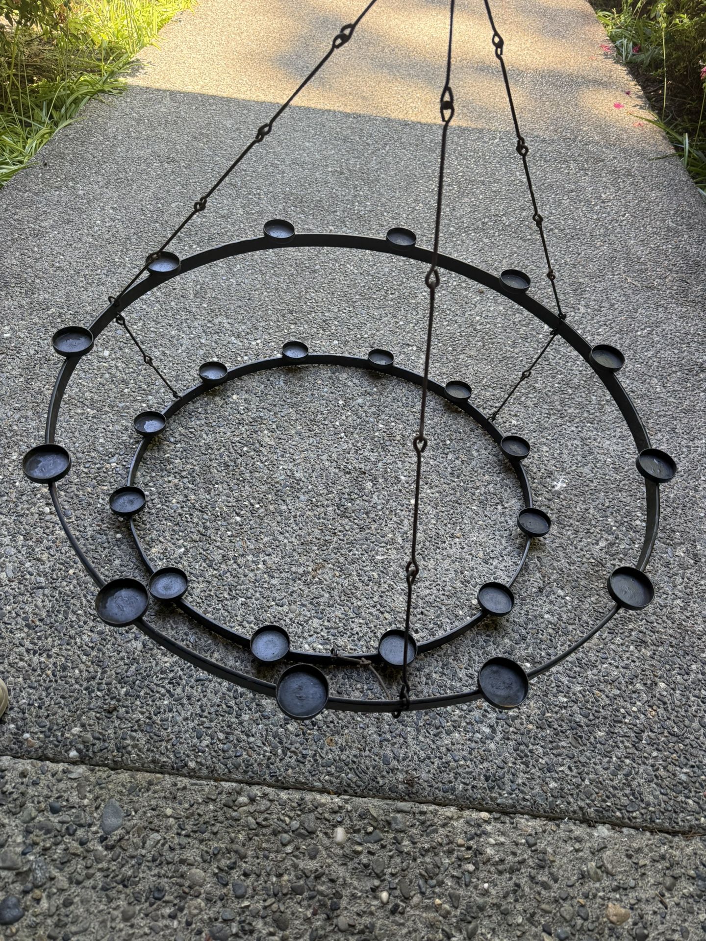 Restoration Hardware Wrought Iron Outdoor Candle Chandelier
