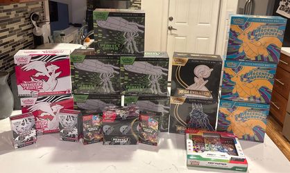 Pokémon Sealed ETB, Booster bundle, Booster box’s, first partners collection box.