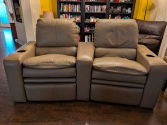 Leather recliner sectional