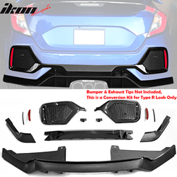 Fits 2017-2021 Honda Civic Hatchback Type R Rear Bumper Garnish Conversion Kit - PP