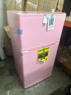Saeoola 3.2 Cu.Ft Mini Fridge with Freezer for Dorm, 2 doors, Compact, Pink