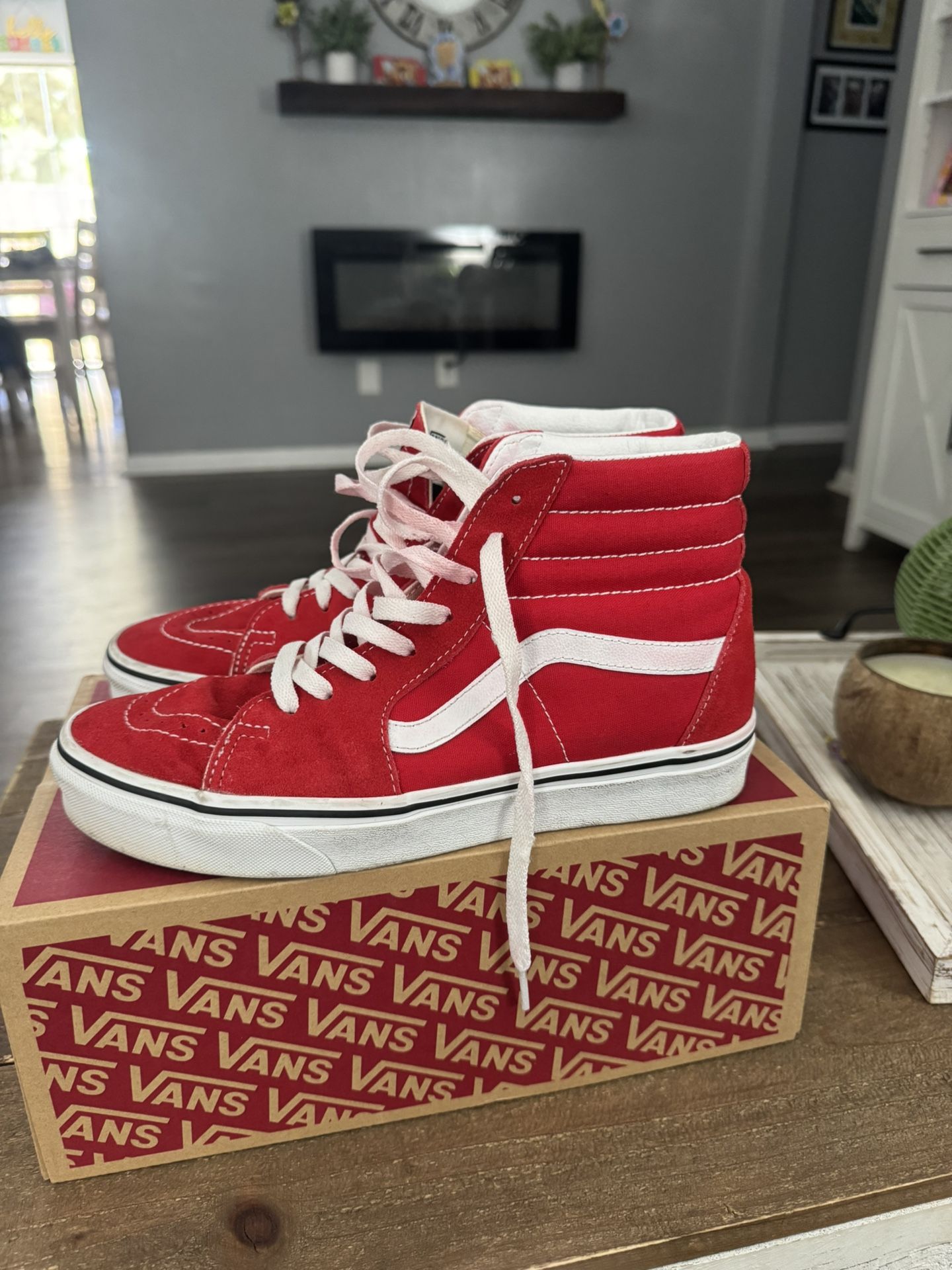 Vans Red High Tops Size 8