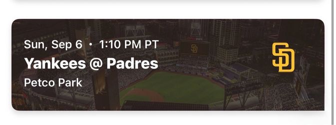 Yankees @ Padres MLB Ticket – Sep 6