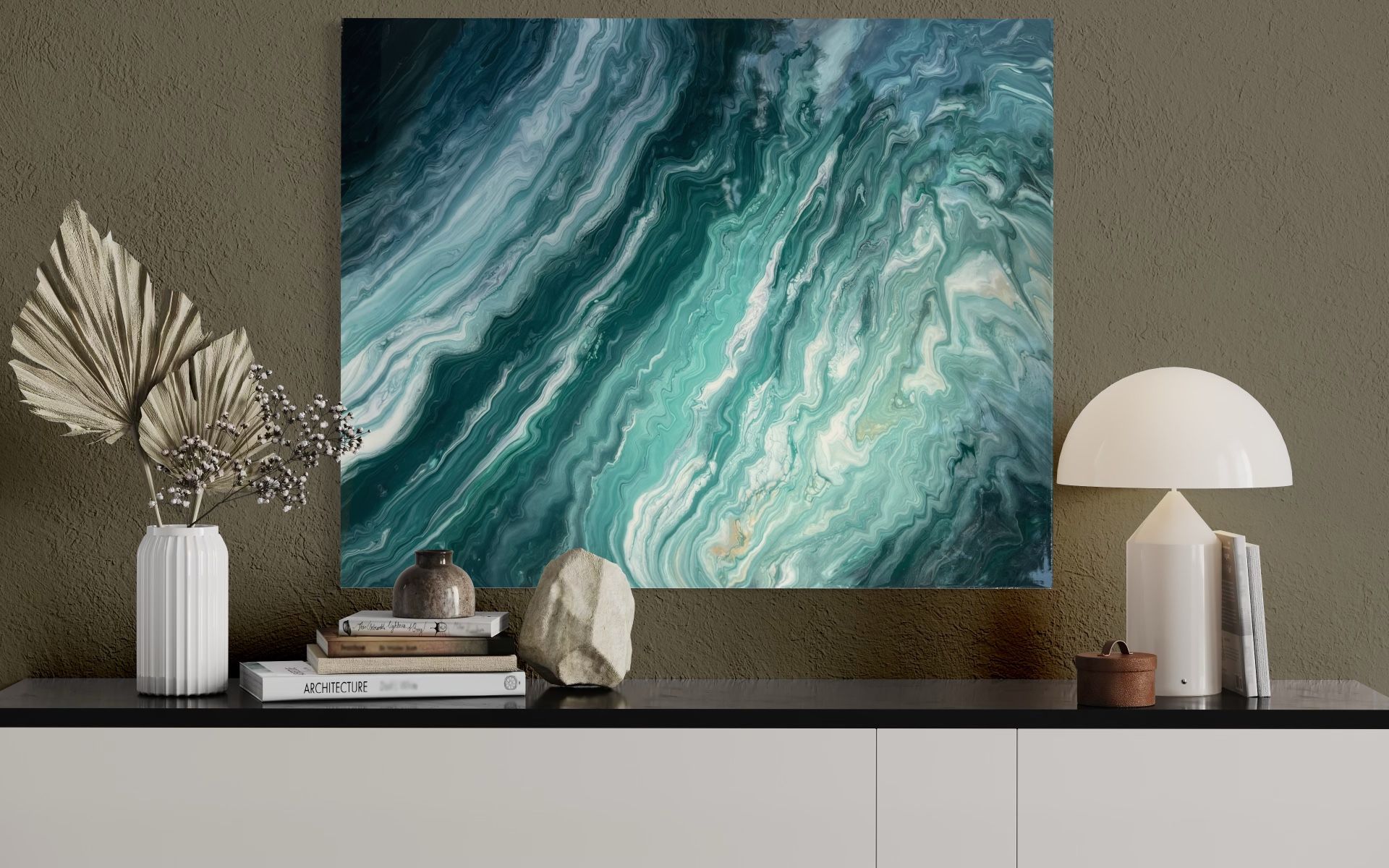 ✨Paintings By Gigi✨. 24 X 30. Abstract Painting With A Glaze Of Epoxy Resin Finish