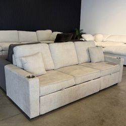 Pull-Out Couch Bed — Modern Sectional w/ Storage