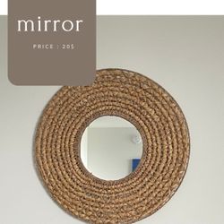 Rattan round mirror 