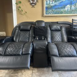 3-Piece Leather Reclining Couch Set – All Recliners!