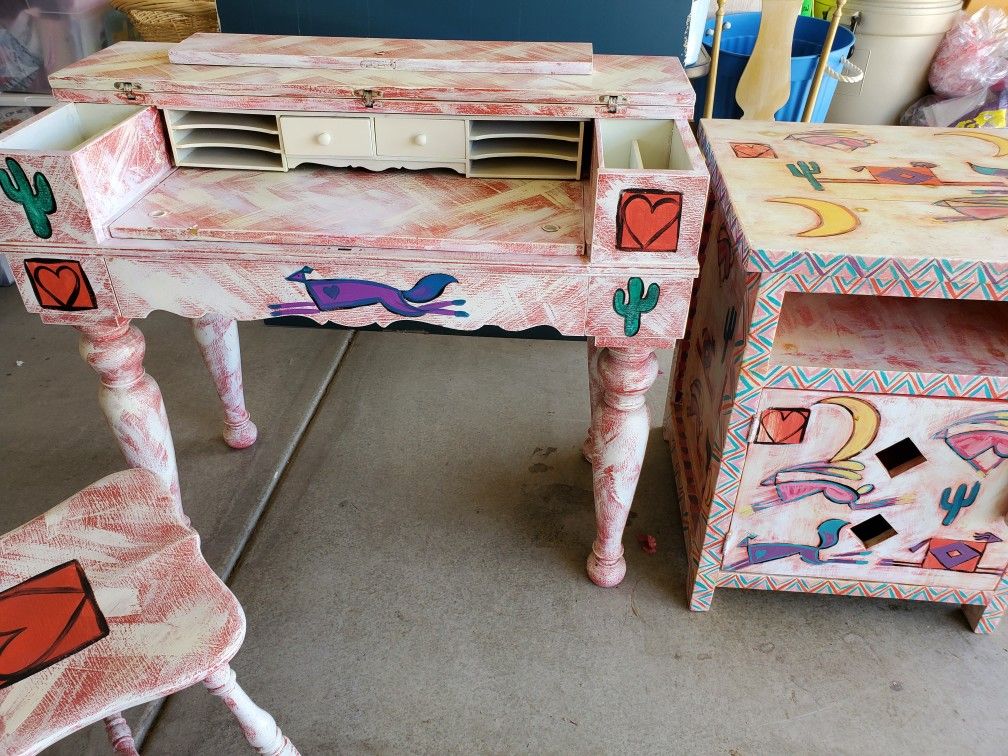 Antique Desk Set And Corner Table In SW Design
