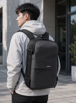 60L Expandable Vacuum Backpack with Air Pump for Long Travel with Vacuum Compression Pocket Large Capacity Water-resistant Gray 1680D Oxford Fabric La