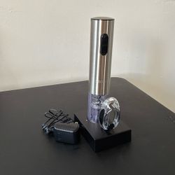 Secura Electric Wine Opener, Automatic Electric Wine Bottle Corkscrew Opener with Foil Cutter, Rechargeable (Stainless Steel) 