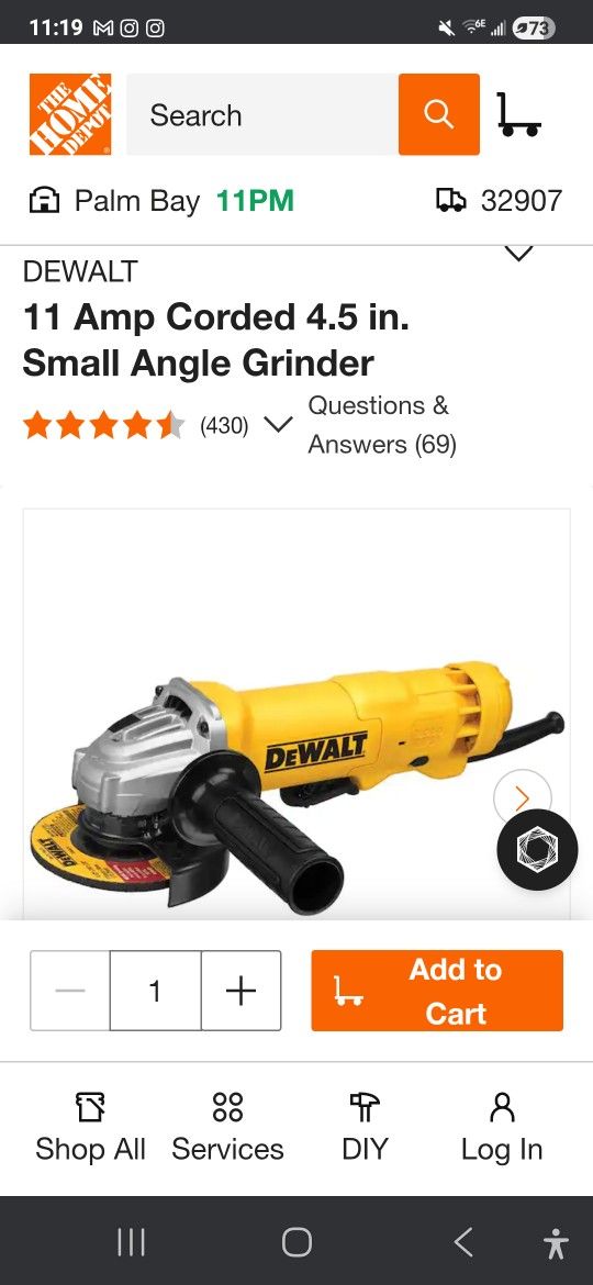 Dewalt 4 1/2 Angle Grinder