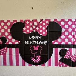  Birthday Decorations / Minnie 3rd Birthday Banner Party