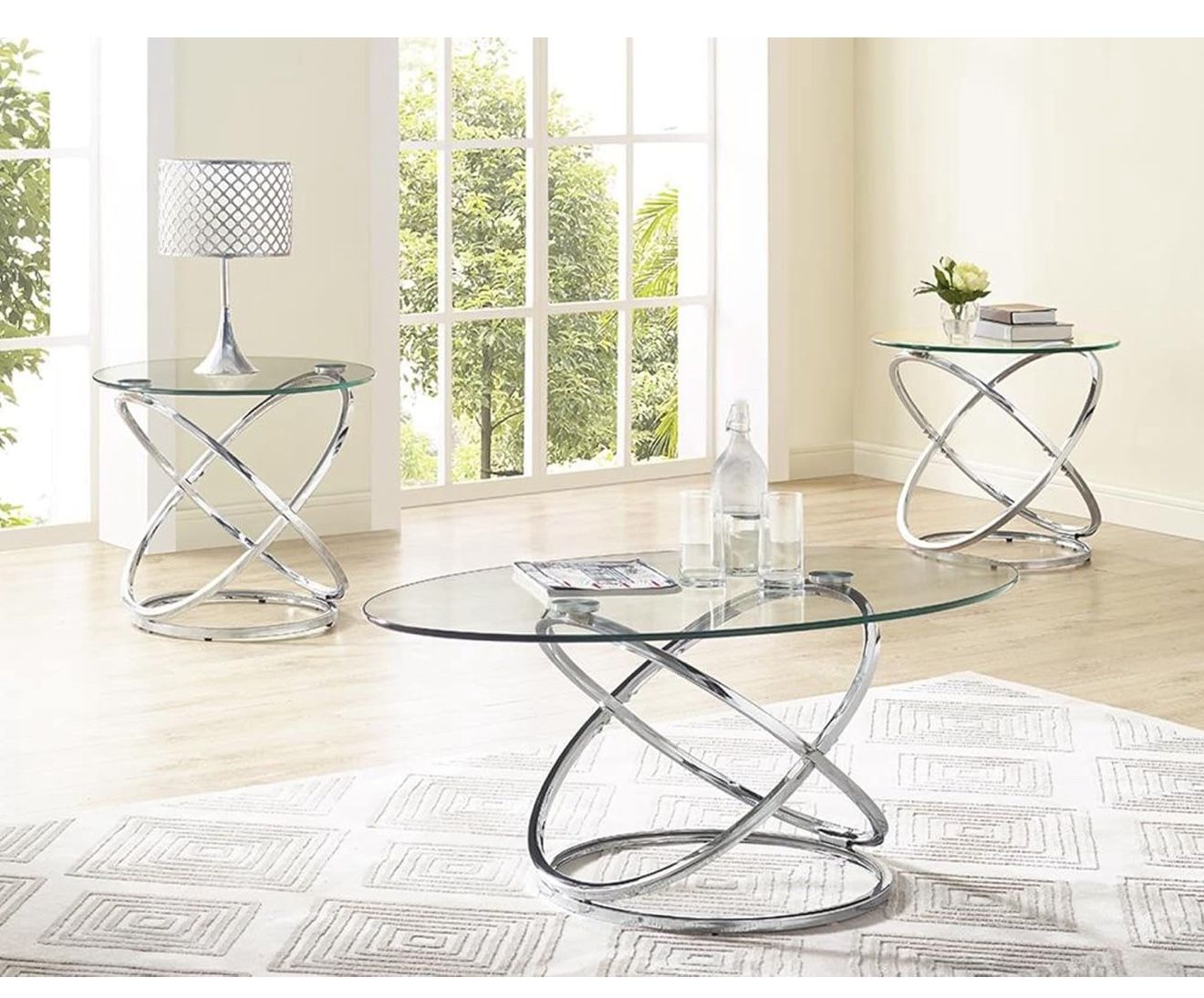Glass Coffe Table Set 