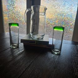 Vintage Green Rim Glass Lemonade Set