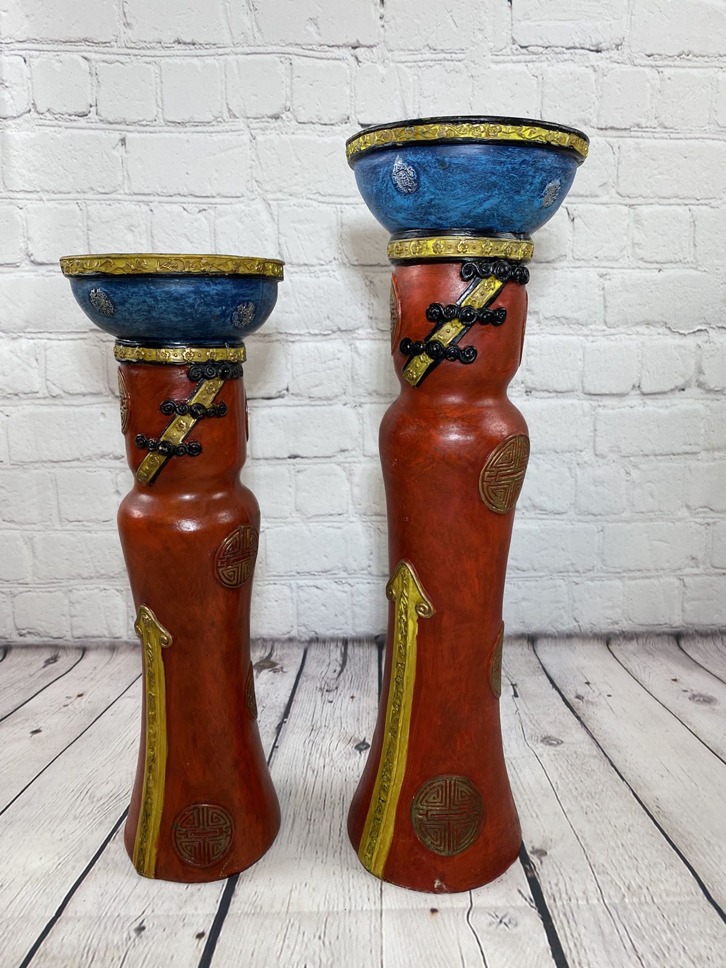 Unique Candle Holders Red Blue Gold