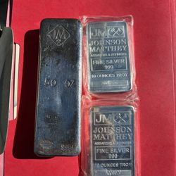 SILVER BARS JOHNSON MATTHEY 50oz & 10oz Read Description 