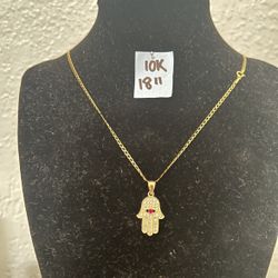 10K Yellow Gold Chain and Pendant For Wedding 18 Inches Long 