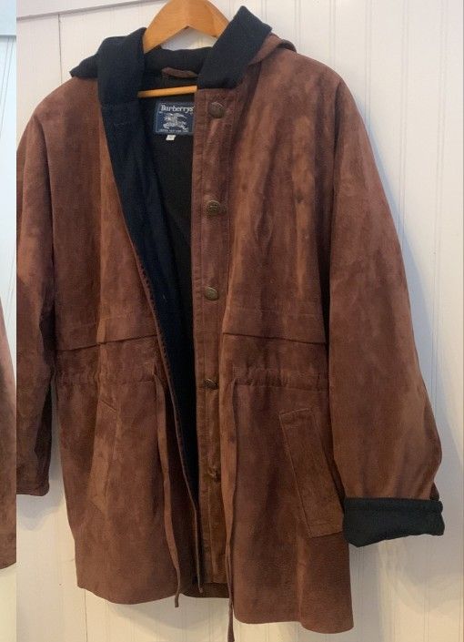 Men's Burberry Suade Leather Hoodie Jacket 