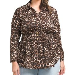 US Together Plus Crepe Smocked Waist Blouse
