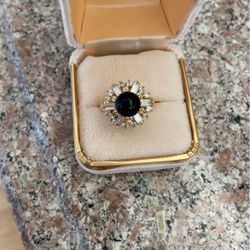 14k Gold Ring- CZ/ Onyx- reduced Price 