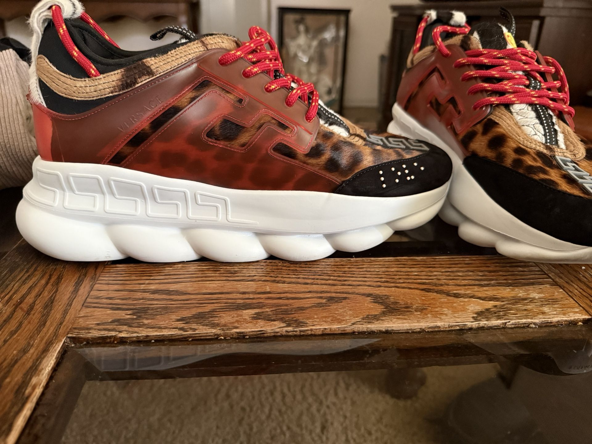 Versace Trigreca Shoes Red Black Men's 46